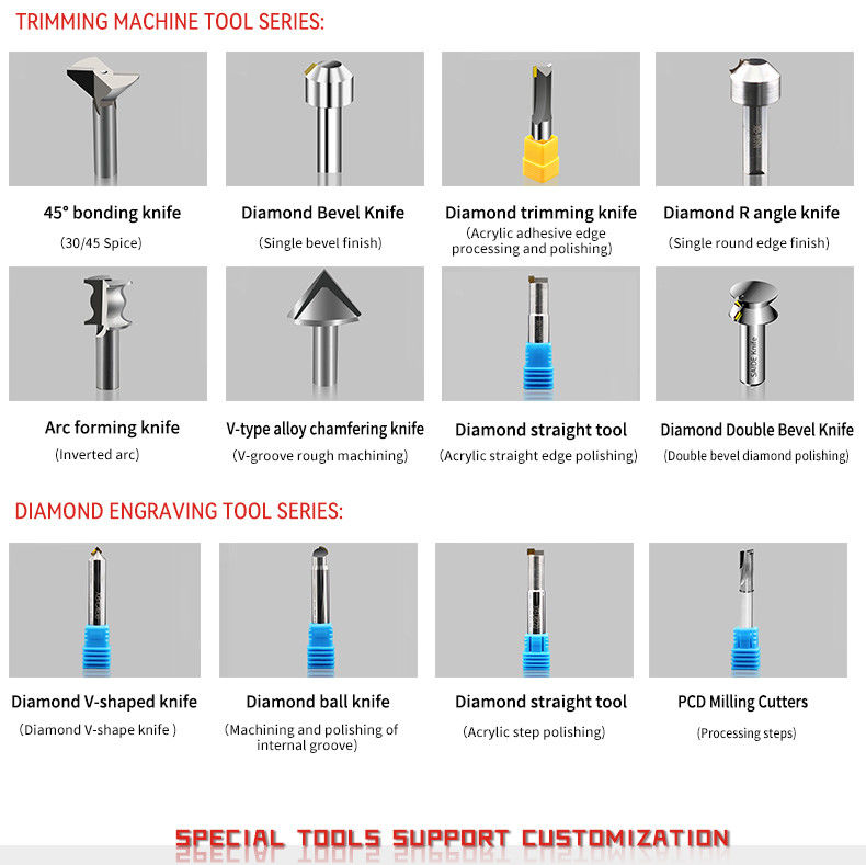 Herramientas de corte para fresado CNC prácticas, herramienta de chaflanado CNC industrial de acrílico para corte de alta velocidad de acrílico