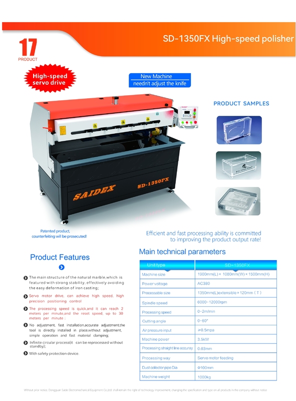 3kw Servo motor accionado 1350 mm acrílico de borde pulido PMMA / PS / PCPlastic máquinas de pulido