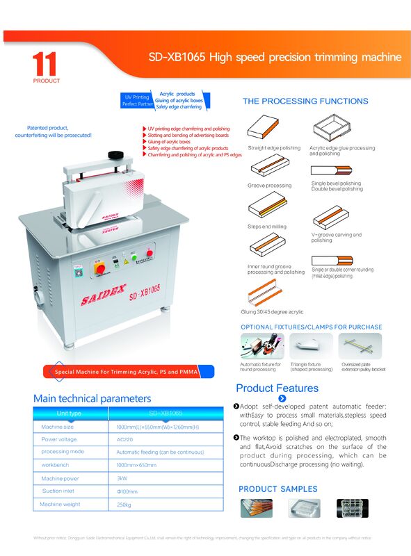Máquina biseladora de suministro de fábrica de China Saide Puede cortar máquina de chaflanado de ángulo R acrílico para PMMA/PS/MS/PC